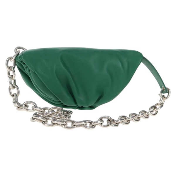 【原宿店限定】ボッテガヴェネタ BOTTEGAVENETA ザチェーンポーチ ポーチ レザー グリーン シルバー レディース 143261M