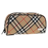【原宿店限定】バーバリー BURBERRY ポーチ ノバチェック キャンバス ベージュ シルバー レディース am9306V