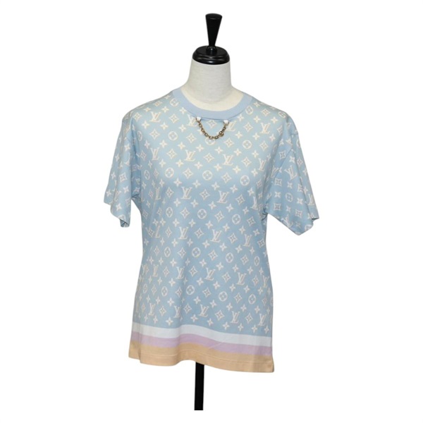 【原宿店限定】ルイ・ヴィトン LOUIS VUITTON 半袖Ｔシャツ モノグラム コットン ライトブルー レディース 136319M