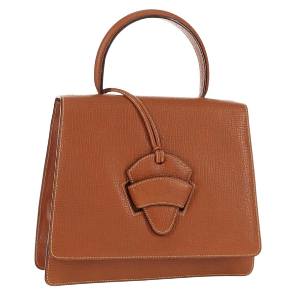 【原宿店限定】ロエベ LOEWE バルセロナ ハンドバッグ レザー ブラウン ゴールド レディース 147667V