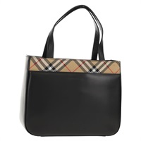 【原宿店限定】バーバリー BURBERRY ハンドバッグ ノバチェック レザー ブラック ベージュ レディース am9429V