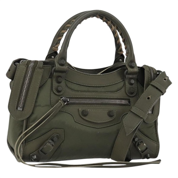 【原宿店限定】バレンシアガ BALENCIAGA クラシック　ミニシティ ハンドバッグ ナイロン レザー 2way カーキ 300295 レディース am9459V
