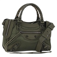 【原宿店限定】バレンシアガ BALENCIAGA クラシック　ミニシティ ハンドバッグ ナイロン レザー 2way カーキ 300295 レディース am9459V