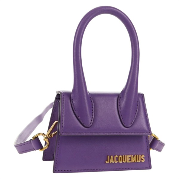 【原宿店限定】ジャックムス JACQUEMUS ハンドバッグ ミニ レザー 2way パープル ゴールド レディース 128506M