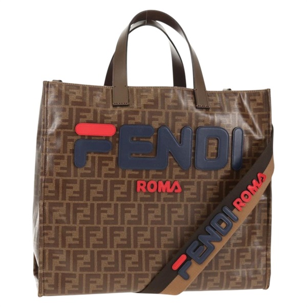 【原宿店限定】フェンディ FENDI ハンドバッグ ズッカキャンバス FILA コラボ PVC 2way ブラック ゴールド レディース 149312M