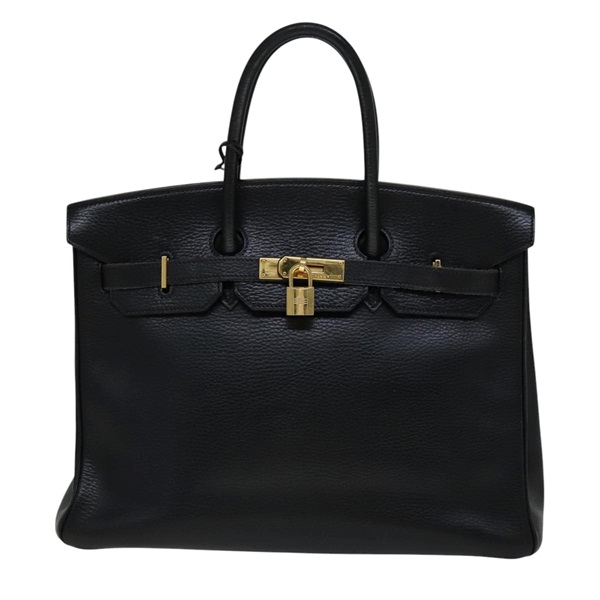 【原宿店限定】エルメス HERMES バーキン35 ハンドバッグ レザー ブラック ゴールド レディース S1588