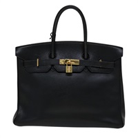 【原宿店限定】エルメス HERMES バーキン35 ハンドバッグ レザー ブラック ゴールド レディース S1588