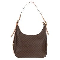 【原宿店限定】セリーヌ CELINE ショルダーバッグ マカダムキャンバス PVCレザー ブラウン ゴールド レディース 144707V