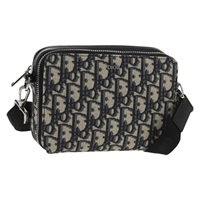 【原宿店限定】クリスチャンディオール Christian Dior ショルダーバッグ トロッターキャンバス オブリーク ネイビー シルバー レディース 148526M