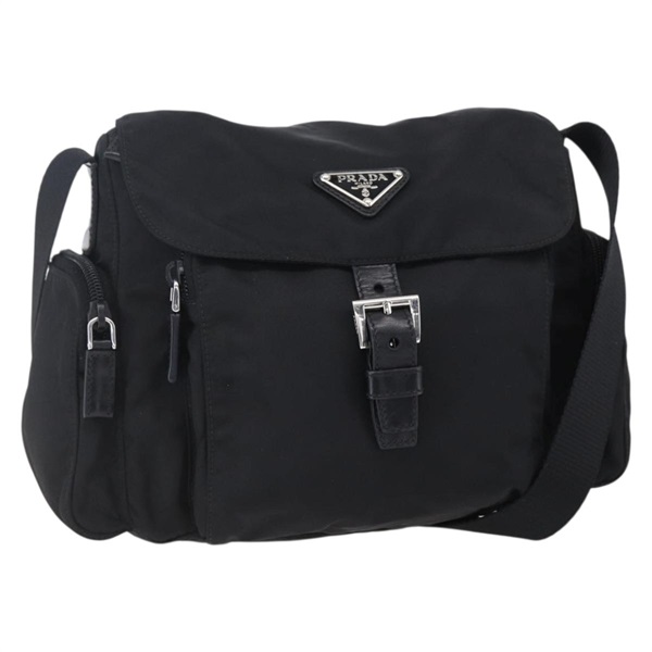 【原宿店限定】プラダ PRADA ショルダーバッグ ナイロン ブラック シルバー レディース 148792V