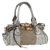 【原宿店限定】クロエ Chloe パディントン ショルダーバッグ レザー シルバー レディース am9438V