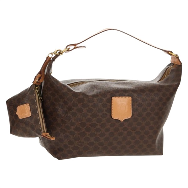 【原宿店限定】セリーヌ CELINE ショルダーバッグ マカダムキャンバス PVCレザー ブラウン ゴールド レディース 149336V