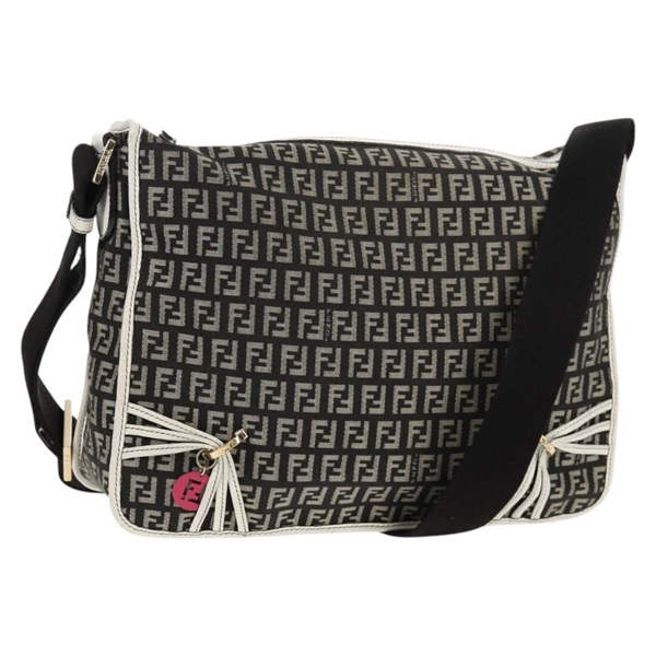 【原宿店限定】フェンディ FENDI ショルダーバッグ ズッキーノキャンバス ブラック ゴールド レディース am9520V