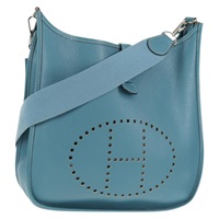 【原宿店限定】エルメス HERMES エブリン 2GM ショルダーバッグ トリヨンレザー ライトブルー シルバー レディース fm4915V