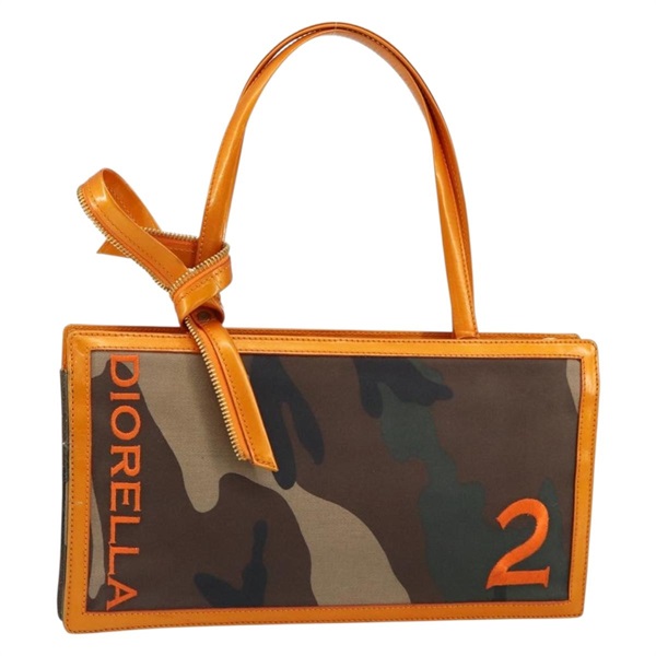 【原宿店限定】クリスチャンディオール Christian Dior ショルダーバッグ DIORELLA キャンバス オレンジ ゴールド レディース 150905V