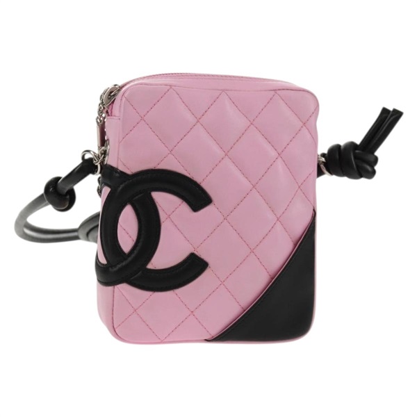 【原宿店限定】シャネル CHANEL ショルダーバッグ カンボンライン レザー ピンク ブラック レディース bs30393V