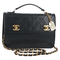【原宿店限定】シャネル CHANEL ショルダーバッグ マトラッセ ダブルターンロック チェーン ラムスキン 2way ネイビー ゴールド レディース 150317SM