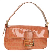 【原宿店限定】フェンディ FENDI マンマバゲット ショルダーバッグ ズッキーノキャンバス エナメル オレンジ ゴールド レディース am9758V