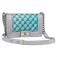 【原宿店限定】シャネル CHANEL ショルダーバッグ チェーン ボーイシャネル レザー シルバー レディース 154056SAM