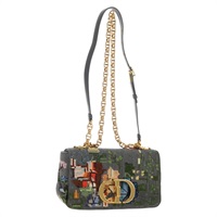 【原宿店限定】クリスチャンディオール Christian Dior カロ ショルダーバッグ チェーン コットン グレー ゴールド レディース 152452AM