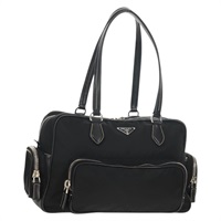 【原宿店限定】プラダ PRADA ショルダーバッグ ナイロン ブラック シルバー レディース yk19806V