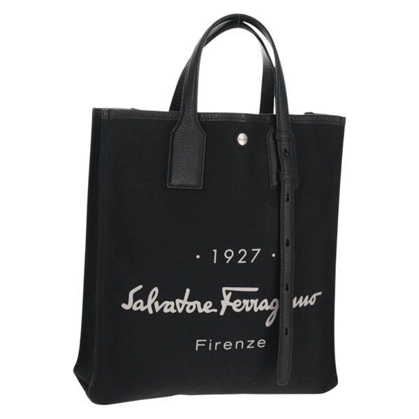【原宿店限定】サルヴァトーレフェラガモ Salvatore Ferragamo トートバッグ キャンバス レザー ブラック レディース SW1725V