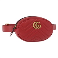 【原宿店限定】グッチ GUCCI ウエストバッグ GGマーモント レザー レッド ゴールド 476434 レディース 151177M