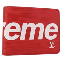 【原宿店限定】ルイ・ヴィトン LOUIS VUITTON ポルトフォイユスレンダー 二つ折り財布 エピ LV × Supreme レッド M67717 レディース 154943SM