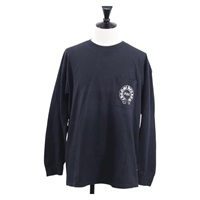 【原宿店限定】クロムハーツ Chrome Hearts 長袖Ｔシャツ ホースシュープリント　ロングスリーブカットソー コットン ブラック レディース 147578M