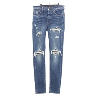【原宿店限定】パンツ AMIRI 長ズボン ダメージ加工 デニム 32 ネイビー レディース ym063M