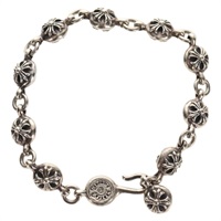 【原宿店限定】クロムハーツ Chrome Hearts ブレスレット NO2 BALL #2クロスボール Ag925 シルバー レディース 140521M
