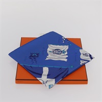 【原宿店限定】HERMES Carre 90 Scarf ""PAVOIS"" Silk Blue Auth SW1825M