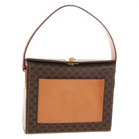 【原宿店限定】セリーヌ CELINE ハンドバッグ マカダムキャンバス PVCレザー ブラウン ゴールド レディース 154707V