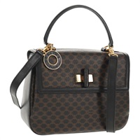 【原宿店限定】セリーヌ CELINE ハンドバッグ マカダムキャンバス PVCレザー 2way ブラック ゴールド レディース 156450V