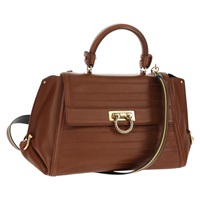 【原宿店限定】サルヴァトーレフェラガモ Salvatore Ferragamo ハンドバッグ ガンチーニ　スモールソフィア レザー 2way ブラウン ゴールド レディース 154911V