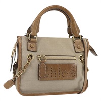 【原宿店限定】クロエ Chloe ハーレー ハンドバッグ キャンバス レザー 2way ベージュ ゴールド レディース yk20085V