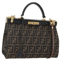 【原宿店限定】フェンディ FENDI ハンドバッグ ズッカキャンバス 2way ブラック ブラウン レディース 153592V
