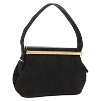 【原宿店限定】シャネル CHANEL ハンドバッグ マトラッセ スエード ブラック ゴールド レディース 157875V