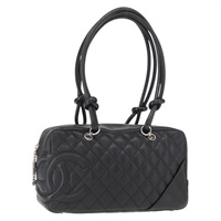 【原宿店限定】シャネル CHANEL ハンドバッグ カンボンライン マトラッセ ラムスキン ブラック シルバー レディース 158106SAV