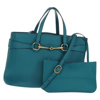 【原宿店限定】グッチ GUCCI ハンドバッグ ホースビット レザー 2way ターコイズブルー ゴールド レディース 159226V