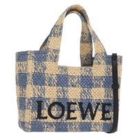 【原宿店限定】ロエベ LOEWE ハンドバッグ ラフィア 2way ライトブルー シルバー レディース 158951SAV