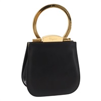 【原宿店限定】サルヴァトーレフェラガモ Salvatore Ferragamo ハンドバッグ ガンチーニ レザー ブラック ゴールド レディース 159266V