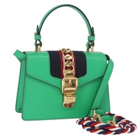 【原宿店限定】グッチ GUCCI ハンドバッグ シルヴィ シェリーライン レザー 2way グリーン ゴールド 470270 レディース 161142M