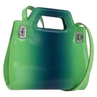 【原宿店限定】サルヴァトーレフェラガモ Salvatore Ferragamo ワンダ ハンドバッグ ガンチーニ エナメル 2way グリーン シルバー レディース am10190V