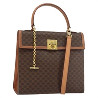 【原宿店限定】セリーヌ CELINE ハンドバッグ マカダムキャンバス PVCレザー 2way ブラウン ゴールド レディース am10255V