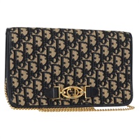 【原宿店限定】クリスチャンディオール Christian Dior ショルダーバッグ トロッターキャンバス チェーン ネイビー ゴールド レディース 156501V