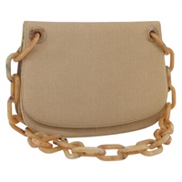 【原宿店限定】プラダ PRADA TESSUTO SWING ショルダーバッグ チェーン ナイロン プラスチック ベージュ シルバー B6436 レディース 153656V