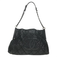 【原宿店限定】シャネル CHANEL ショルダーバッグ チェーン コーティングキャンバス ブラック シルバー レディース ka583V