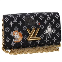 【原宿店限定】ルイ・ヴィトン LOUIS VUITTON ポルトフォイユ ツイストチェーン 財布 モノグラム キャット ブラック M63888 レディース ar6463S