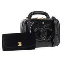 【原宿店限定】シャネル CHANEL ショルダーバッグ バニティ パテントレザー 2way ブラック ゴールド レディース 146552V